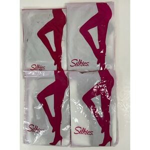 NIP Lot 4 Pairs Silkies Ultra Control Top Pantyhose Nude - Size Large 030301